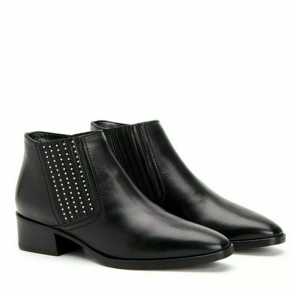 Aquatalia Fiore Waterproof Western Studded Chelsea Bootie Black Leather US 10 M - Picture 1 of 11